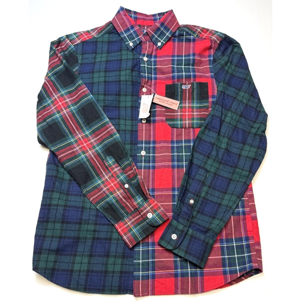 Vineyard Vines Classic Fit The Whale Mens Small Long Sleeve Flannel Party Shirt